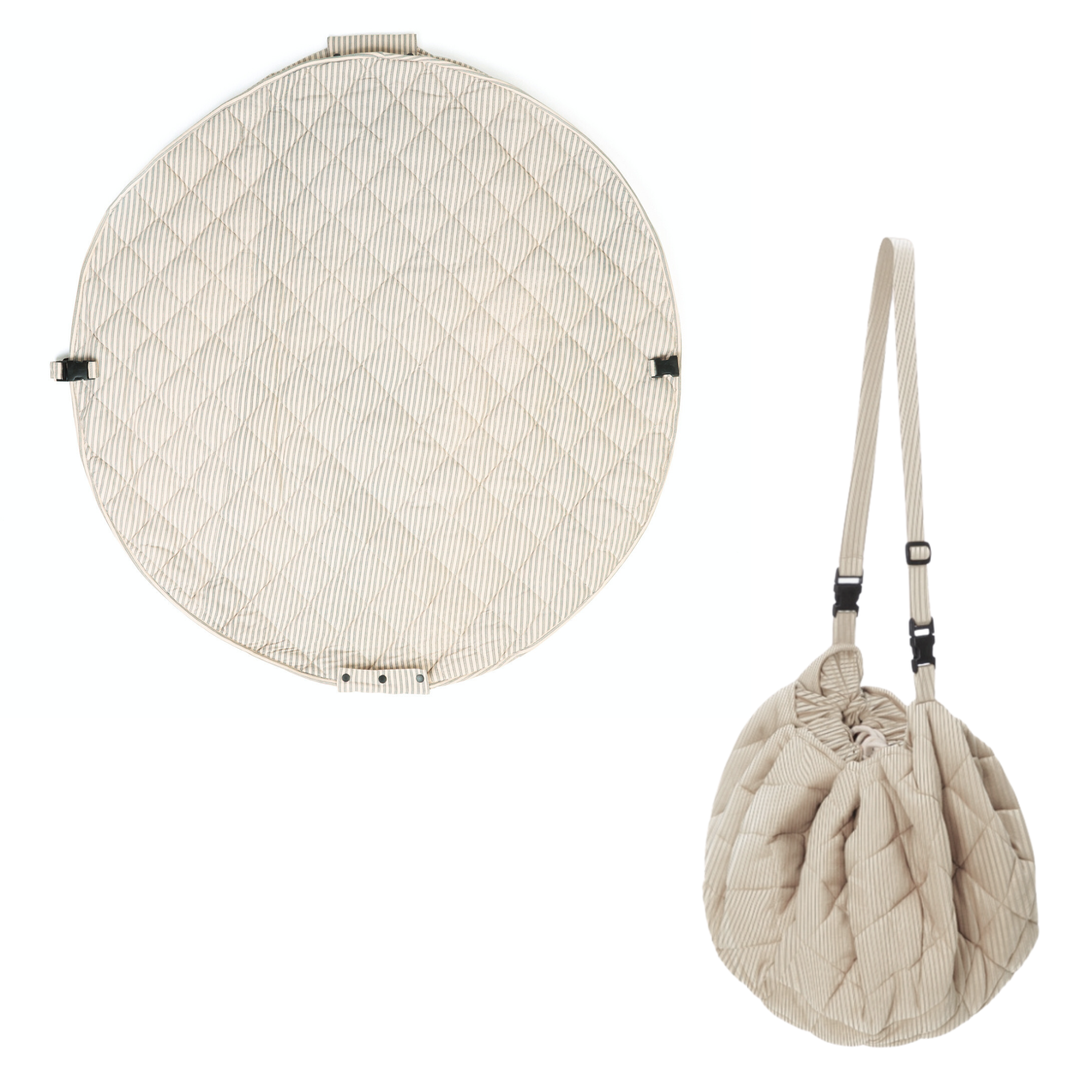 Tapis et sac souples en coton bio - rayures bleues
