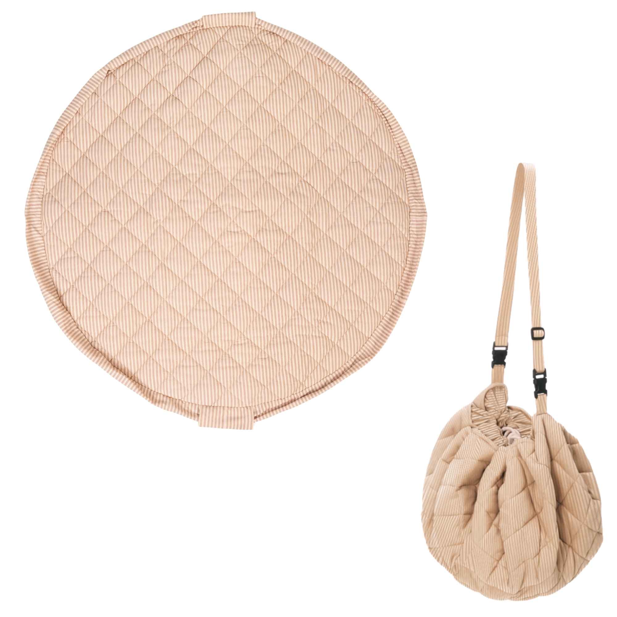 Tapis et sac souples en coton bio - rayures marron