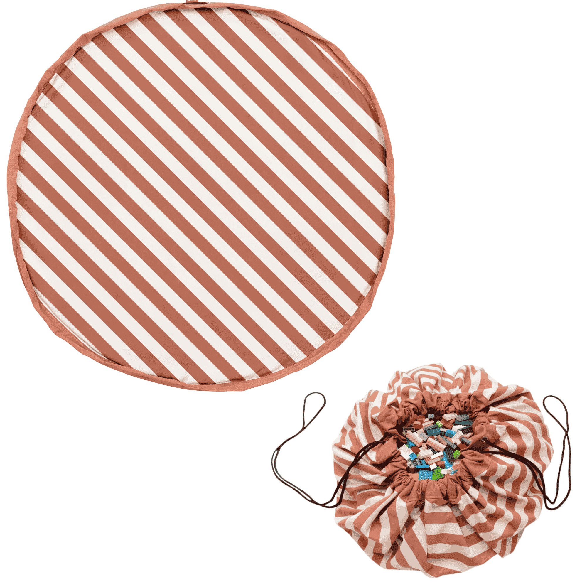 Tapis d'éveil et sac à jouets - rayures marron Tapis d'éveil et sac à jouets - rayures marron