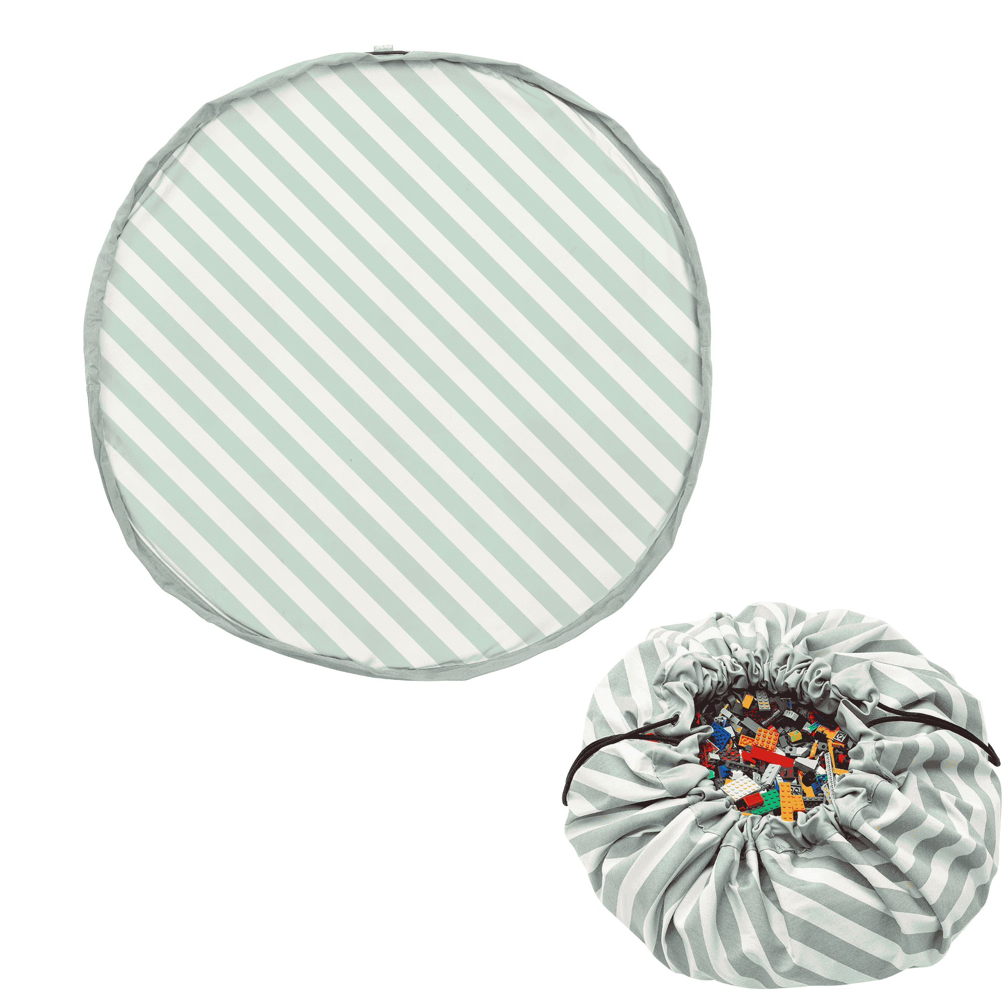 Tapis d'éveil et sac à jouets - rayures vertes Tapis d'éveil et sac à jouets - rayures vertes