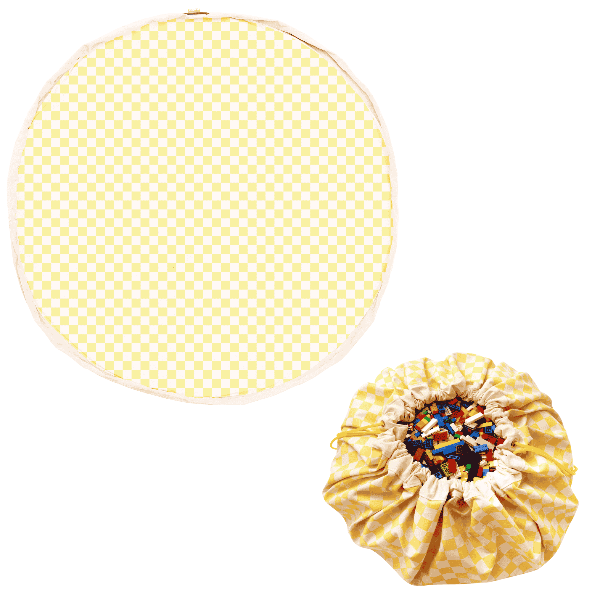 Tapis de jeu et sac à jouets - jaune Vichy Tapis de jeu et sac à jouets - jaune Vichy